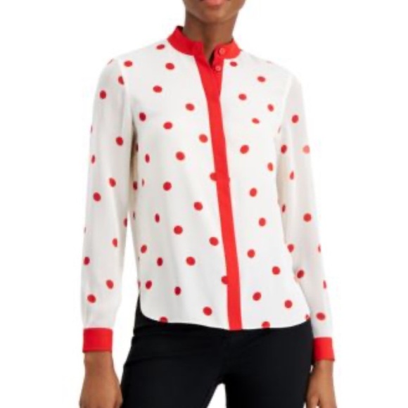 Anne Klein Tops - AK  Nathalie Red Polka Dot shirt